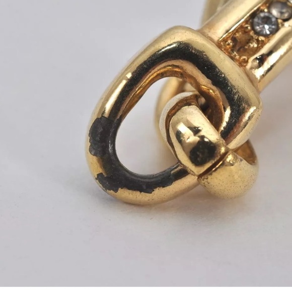 Authentic Christian Dior Rhinestone Chain Bracelet Gold Tone CD - Picture 7 of 10